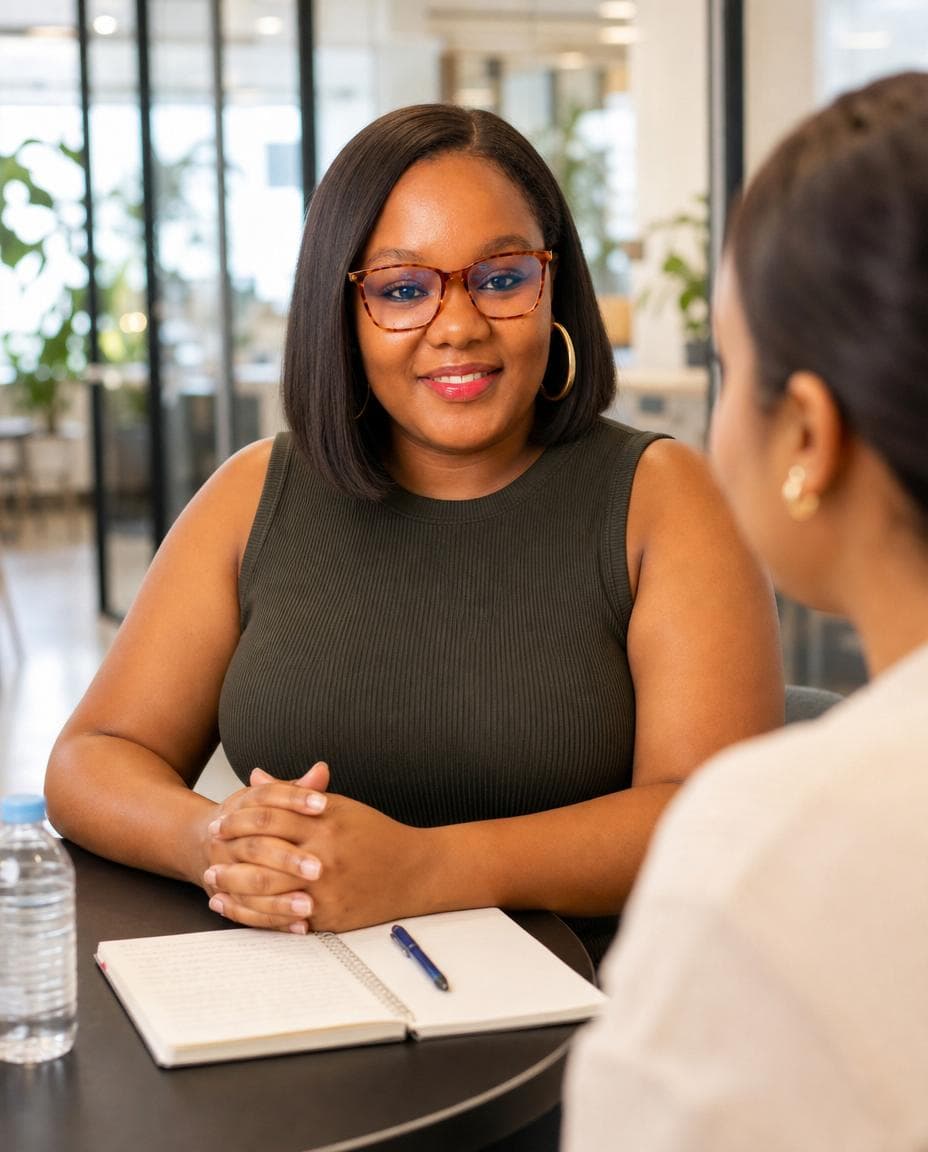 Kagiso in a coaching conversation across a table