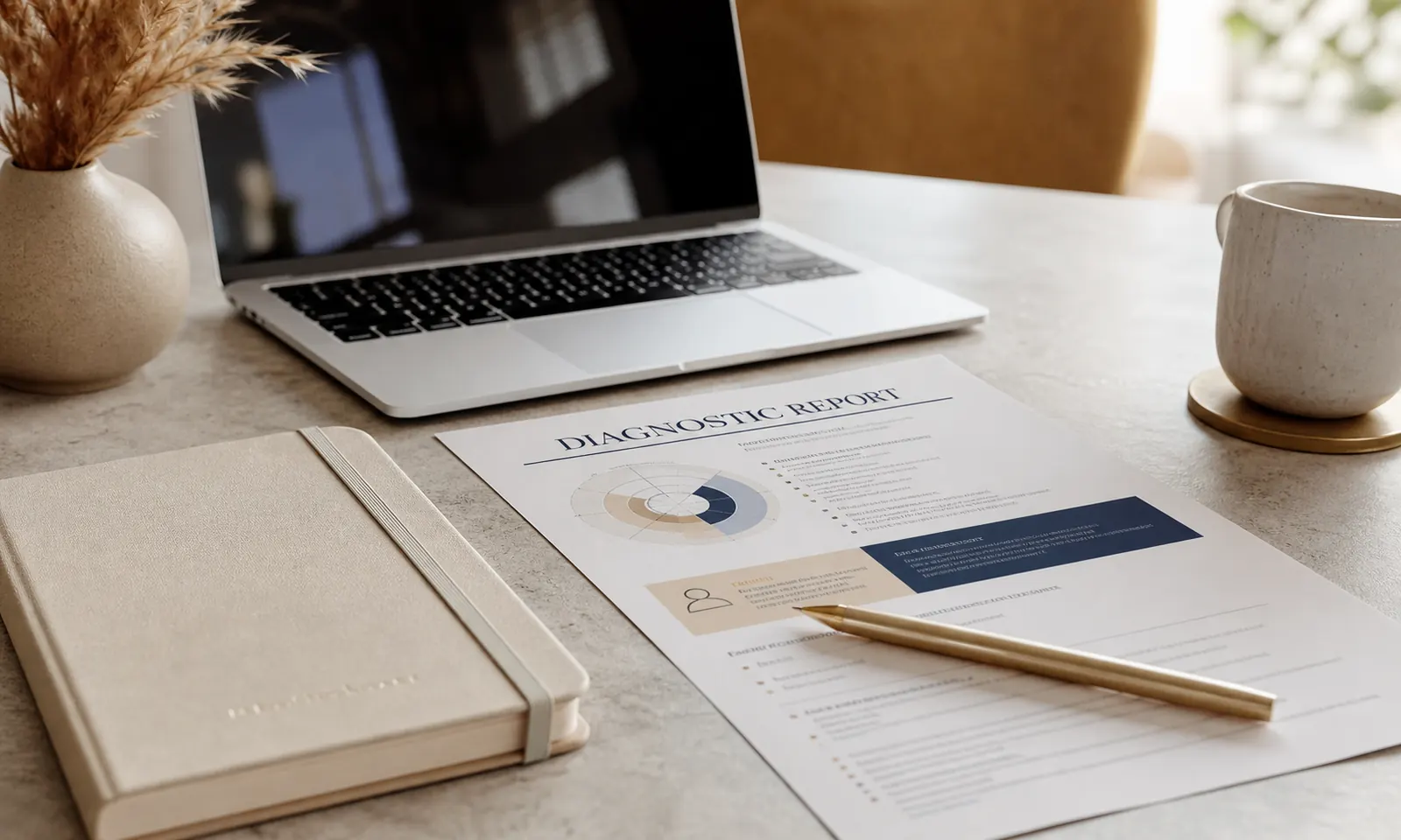 Career diagnostic worksheet on a desk